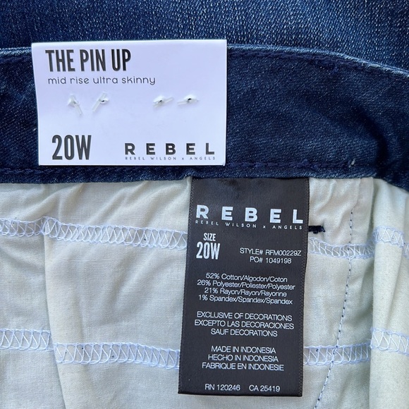 Rebel Wilson x Angels ‘The Pin Up’ Dark Wash Skinny Jeans (size 20W) - Picture 7 of 9